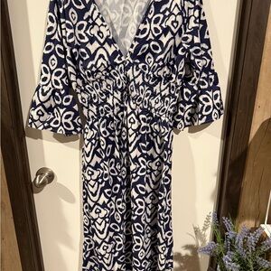 Navy and White Patterned Women's Dress